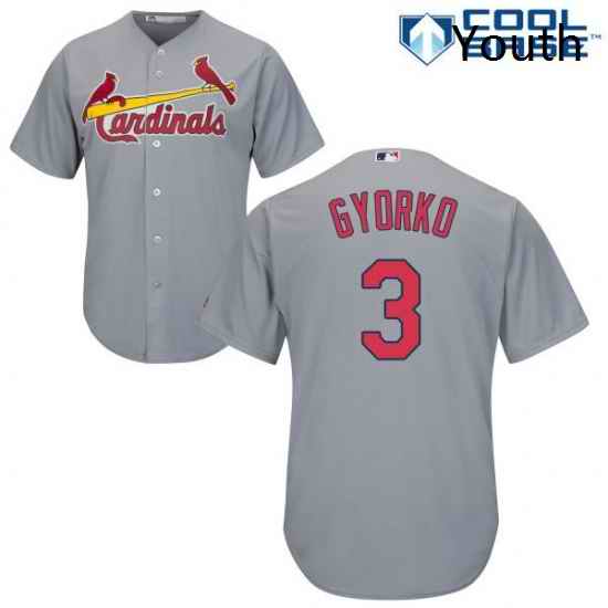 Youth Majestic St Louis Cardinals 3 Jedd Gyorko Replica Grey Road Cool Base MLB Jersey